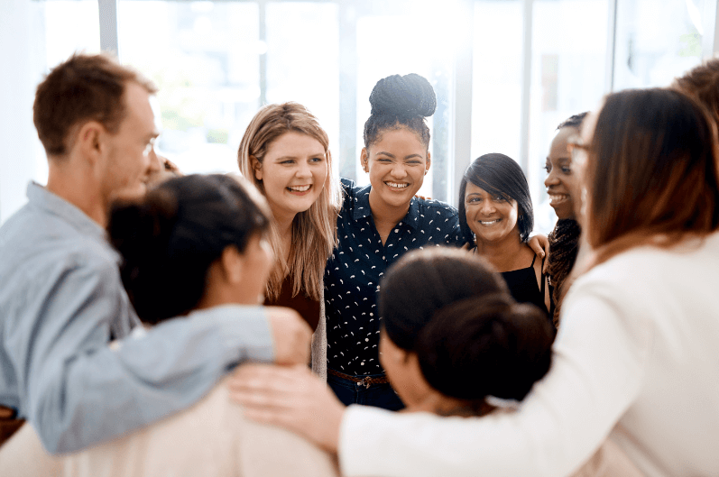 Smiling colleagues in their workplace 