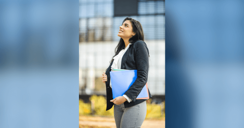 Woman starting her first day at a job (1)